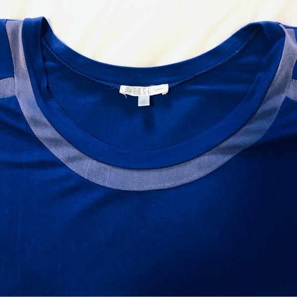 Spense 2X Royal Blue T Shirt with Mesh Detail - Picture 7 of 10